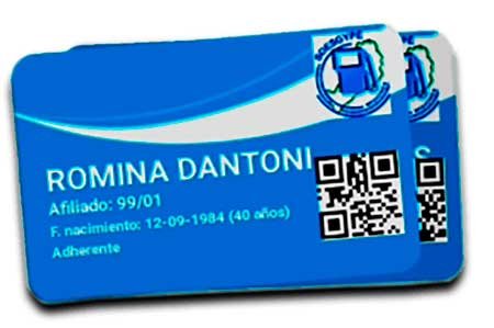 Credencial digital azul de SOESGYPE Misiones para afiliados OSPES con código QR y datos del titular; tarjeta de obra social.